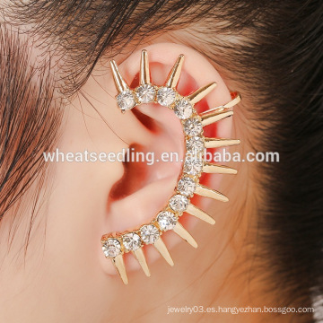 Último diseño elegante elegante aleación rhinestone abrigo clip en los pendientes